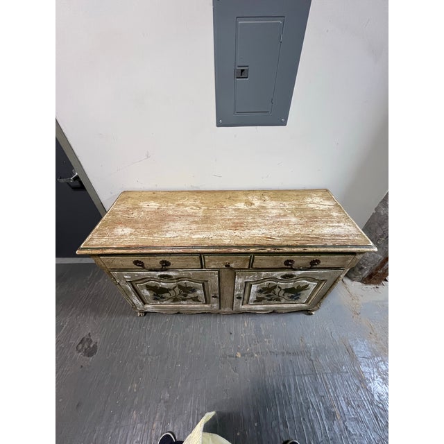 French Provincial Style Painted Floral Sideboard Buffet For Sale - Image 9 of 12