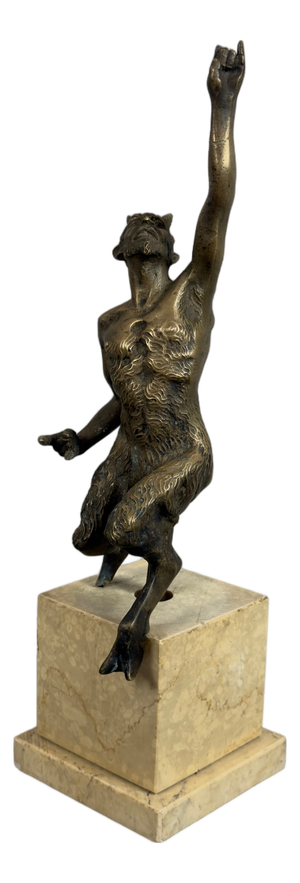 Bronze Sculpture of Satyr on Marble Base, 19th Century