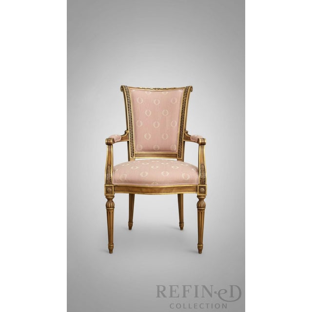 Blush Set of 8 Karges Louis XVI–Style Dining Chairs in Scalamandre Fabric (2 Arm, 6 Side) For Sale - Image 8 of 18