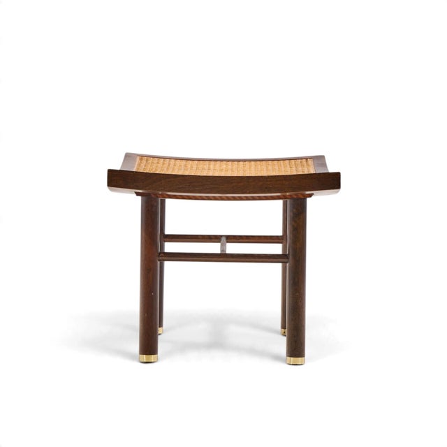 Mid 20th Century Michael Taylor for Baker Far East Collection Mid Century Cane and Mahogany Stool For Sale - Image 5 of 10