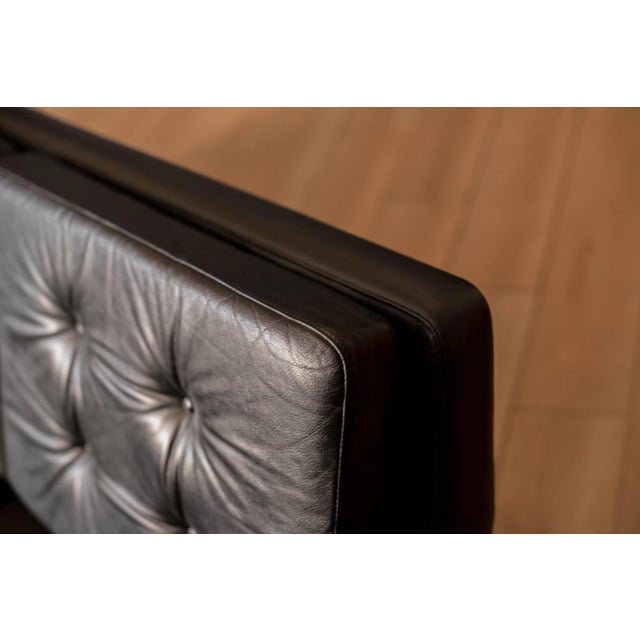 Vintage Scandinavian Rosewood and Black Leather Three Seat Sofa For Sale - Image 4 of 13