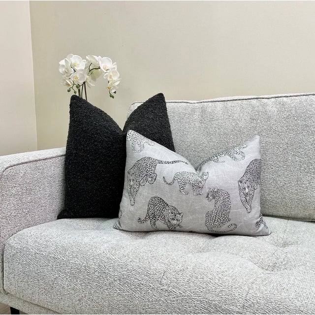 Not Yet Made - Made To Order Graphite Gray Boucle Throw Pillow With Feather Down Insert For Sale - Image 5 of 6