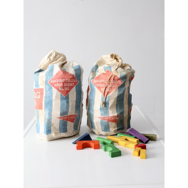 Wood 1970s Sears Little Learners Mailbag of Blocks Wooden Block Sets For Sale - Image 7 of 18