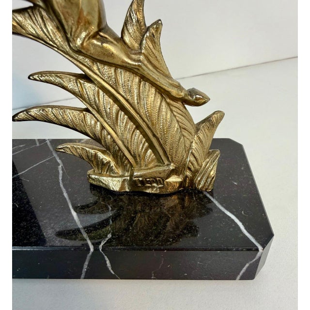 French Art Deco Bookends with Leaping Antelopes by Tedd, 1930s, Set of 2 For Sale - Image 6 of 11