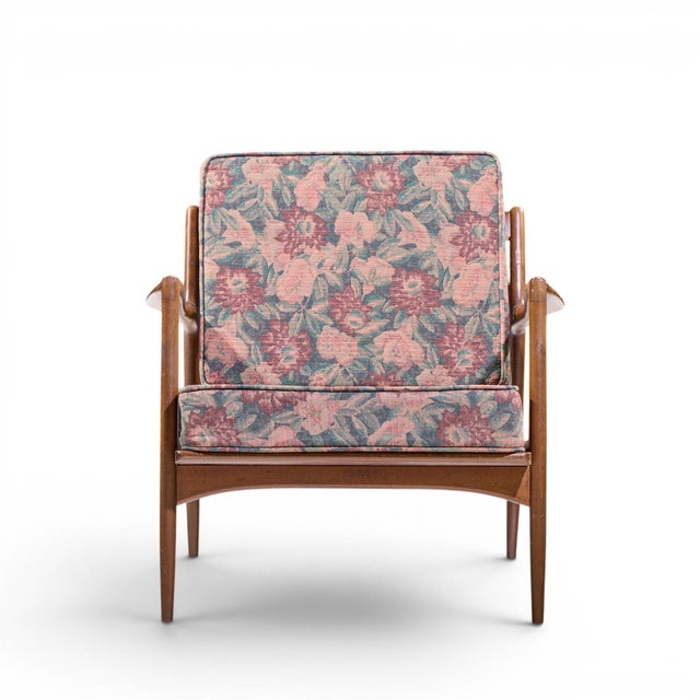 Kofod Larsen for Selig Mid Century Danish Walnut Lounge Chair This chair measures: 30 wide x 32 deep x 27 high, with a...