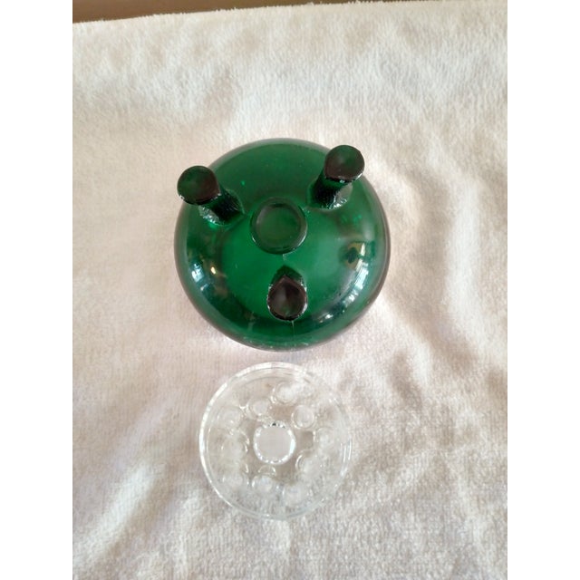 Glass Vintage 1950's Viking Evergreen Flowerlite Frog 4 1/4" With Crystal Frog For Sale - Image 7 of 7
