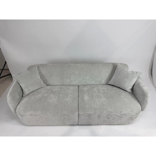 Textile Modern Low-Profile Sofa in Soft Dove Grey For Sale - Image 7 of 7
