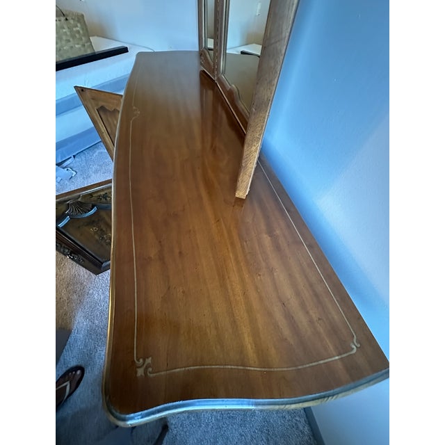 Drexel Heritage Vintage Drexel Heritage Brittany Collection Louis XV French Provincial Double Dresser With Removable Trifold Mirror For Sale - Image 4 of 11