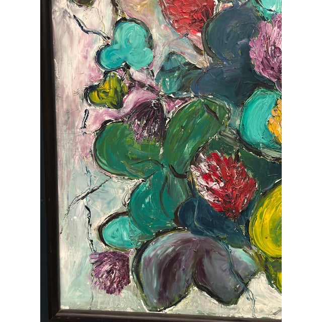 H. L., Flowers, 1950s, Oil on Canvas, Framed For Sale - Image 15 of 18