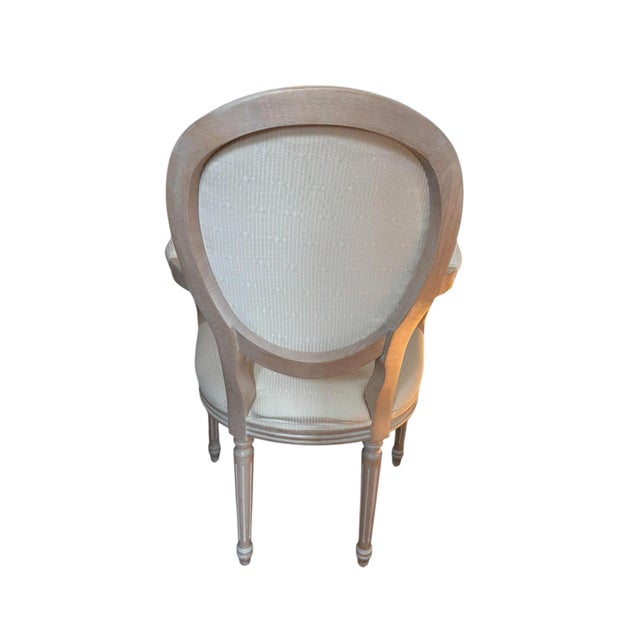 Late 20th Century Late 20th Century Louis XVI French Fauteuil Cream Armed Side Chair For Sale - Image 5 of 12