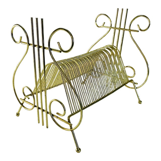 Mid 20th Century Lyre Shaped Record Holder For Sale