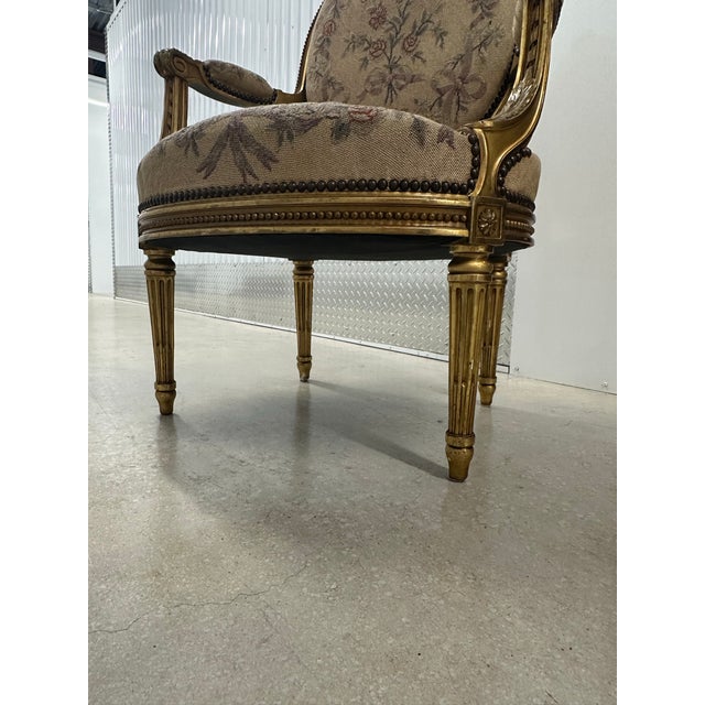 Antique French Pair of Louis XVI Style Carved Giltwood Fauteuils For Sale - Image 10 of 10
