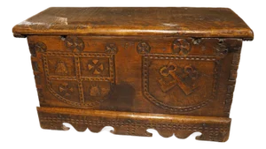 Armorial Solid Oak Coffre From France, Circa 1680