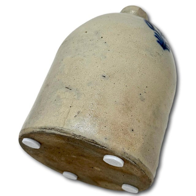 Very Nice Blue Color Hand Decorated Antique American 2 Gallon Size Stoneware Jug - Circa 1870s For Sale - Image 16 of 18