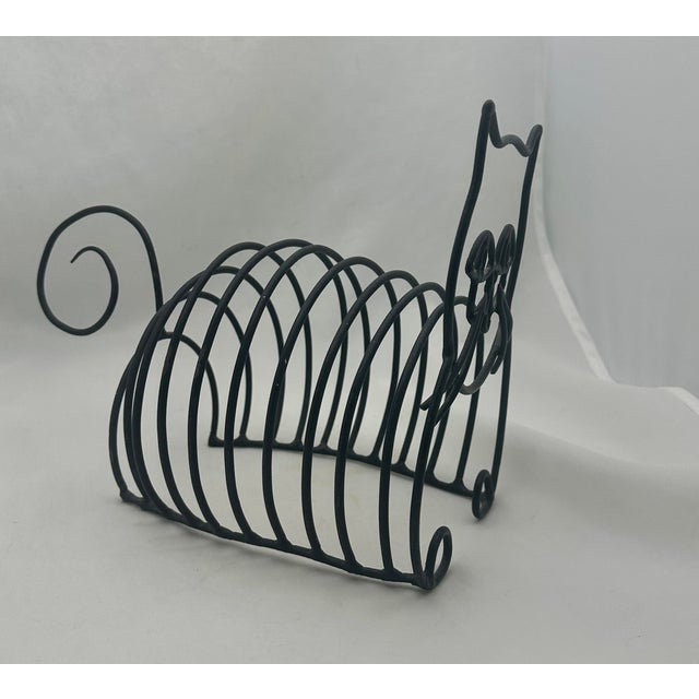 1950s 1950's Vintage Wire Figural Black Cat Magazine Holder For Sale - Image 5 of 8