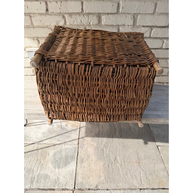 Early 20th Century Vintage Wicker Fishing Basket For Sale - Image 5 of 7