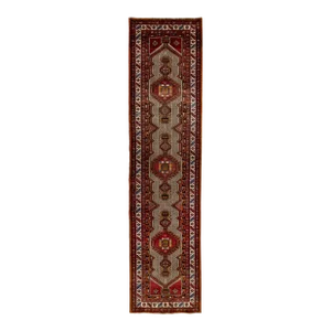Vintage Persian Handmade Brown Tribal Wool Runner