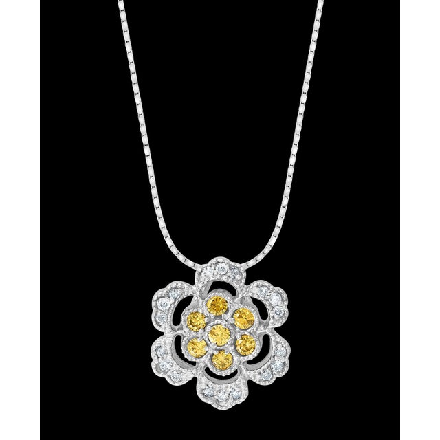 Designer Effy's 0.44 Ct Yellow & White Diamond Pendant with 14 Kt White Gold For Sale - Image 17 of 18