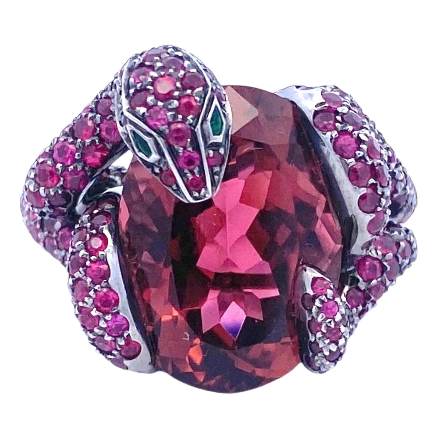 Boucheron Tourmaline Ruby Emerald Python Ring, Size 7 | Chairish