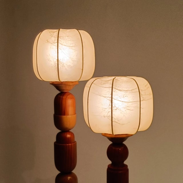 Italian Sculptural Cocoon Table Lamps, 1970s, Set of 2 For Sale - Image 11 of 15