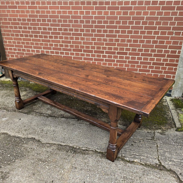 Oak Refectory Kitchen Farmhouse Dining Table, 1920s For Sale - Image 11 of 18