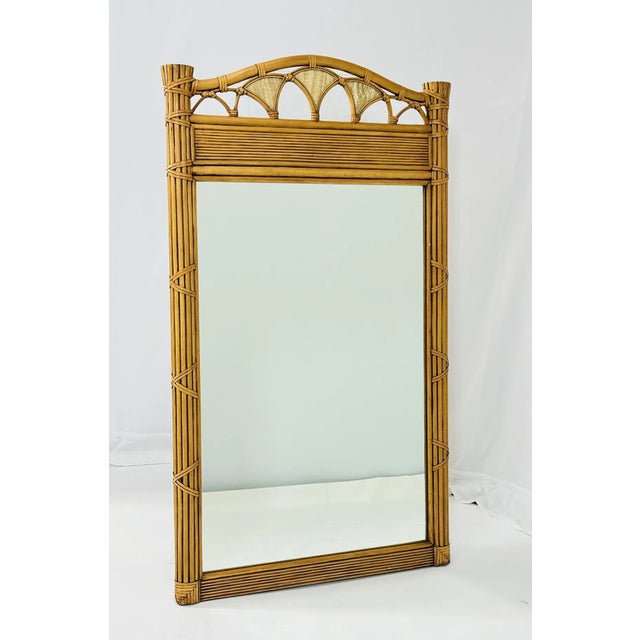 Mid-Century Modern 1980s Pencil Reed and Rattan Wall Mirror in the Style of Gabriella Crespi For Sale - Image 3 of 11