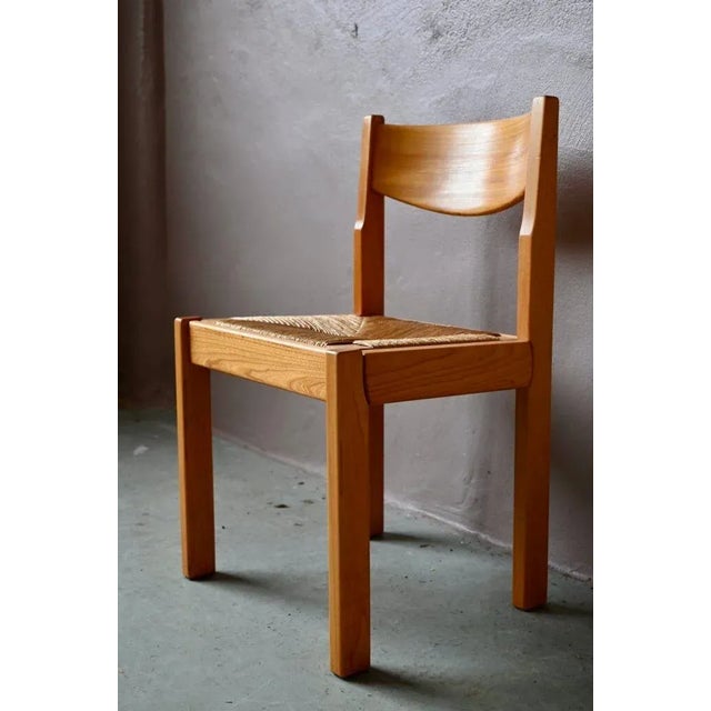 Wood French Brutalist Chairs in Elm and Straw from Maison Regain, 1970s For Sale - Image 7 of 14