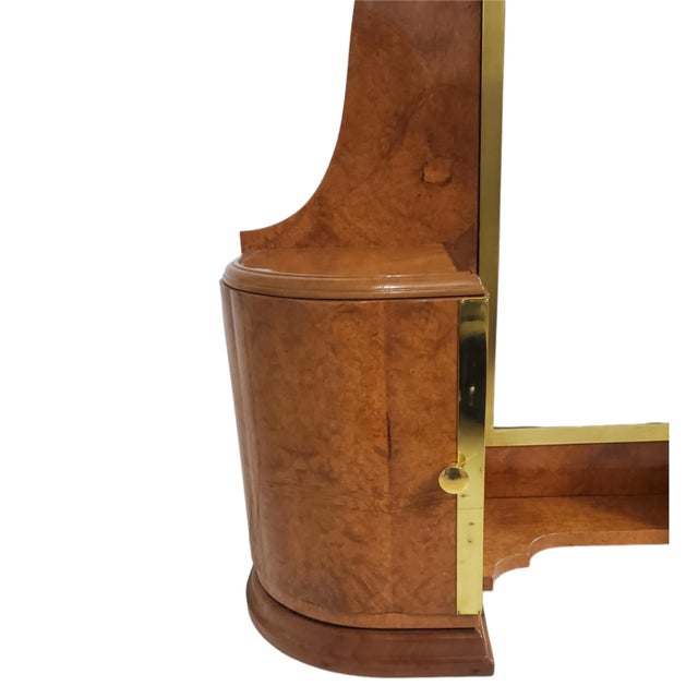 Early 20th Century French Art Deco Amboyna Vanity/ Dressing Table With Brass Trim For Sale - Image 10 of 12