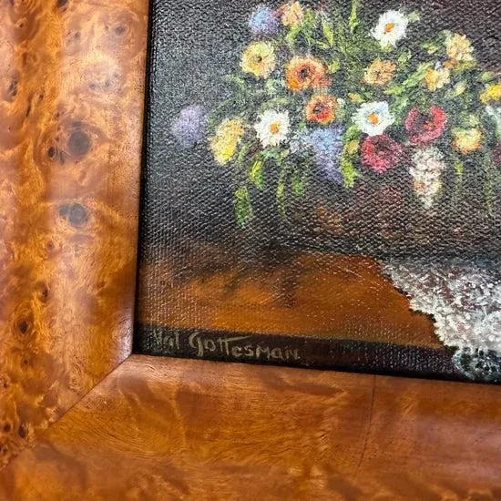1980s 1980s Val Gottesman Oil Painting – Framed Floral Still Life in Basket, Signed Original For Sale - Image 5 of 8