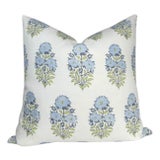 Mughal Linen Pillow Cover in Blue, 22x22 Pillow For Sale