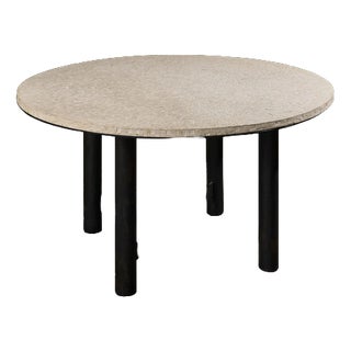 Table in Fossil Stone and Metal Frame, Belgium For Sale
