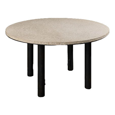 Table in Fossil Stone and Metal Frame, Belgium For Sale
