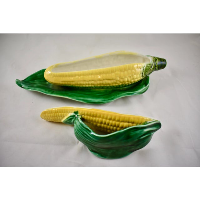 Ceramic Sarreguemines French Corn on the Cob Covered Sauce Tureen For Sale - Image 7 of 13