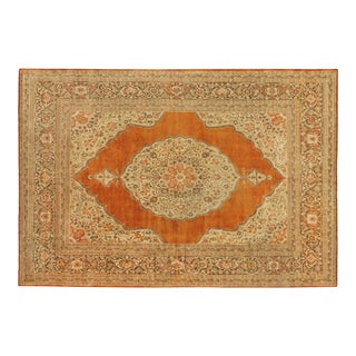 Antique Persian Tabriz Oriental Carpet in Room Size with Central Medallion For Sale