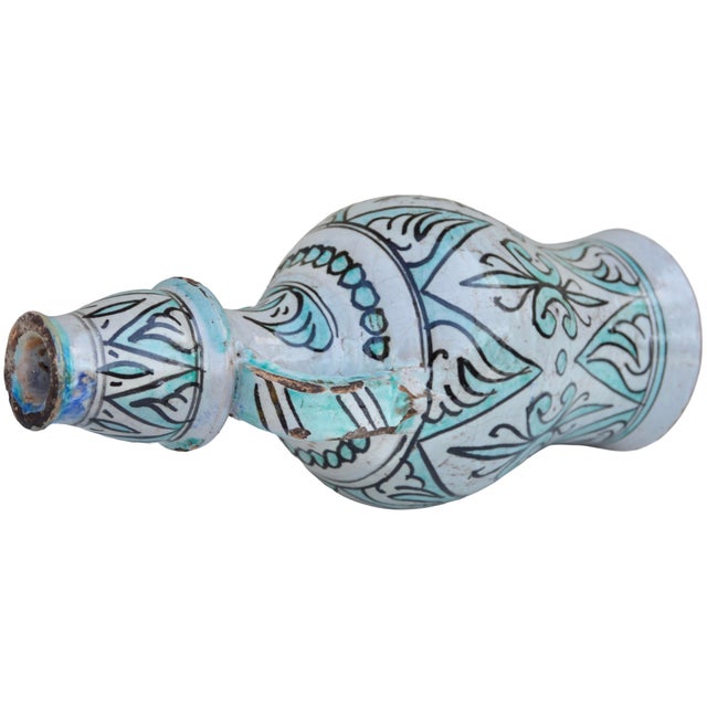 Turquoise Early 20th Century Handmade Turquoise-Patterned Andalusian Ceramic Art Vase For Sale - Image 8 of 9