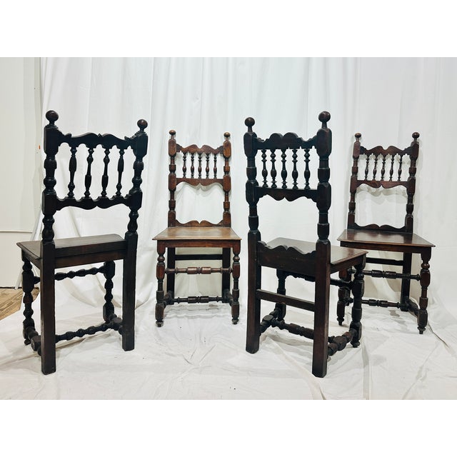 Baroque Set of 4 Early 19th Century Provincial Walnut Baroque Dining Chairs For Sale - Image 3 of 12
