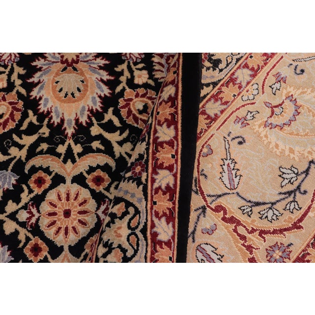 Textile Boho Chic 1990's Floral Pak-Persian Black/Tan Wool Rug - 8'10'' X 12'4'' For Sale - Image 7 of 9