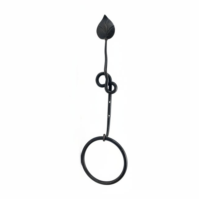 Hand-Forged Wrought Iron Towel Ring (Botanical Leaf Motif) Statement Bathroom Hardware For Sale - Image 6 of 6