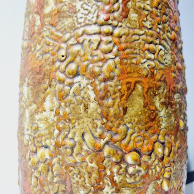 Large Vintage Ceramic Floor Vase in Yellow and Orange, 1970s For Sale - Image 6 of 10