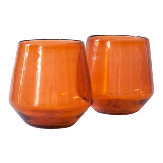 Suite One Studio Sample Glasses in Pumpkin - A Pair For Sale