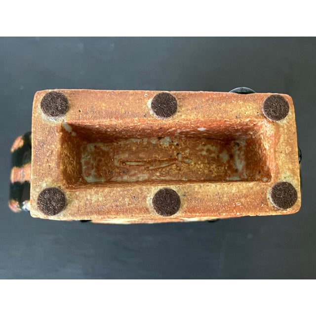 Modern Japanese Studio Pottery Oribe Moon Flask Vase by Ken Matsuzaki For Sale - Image 9 of 18