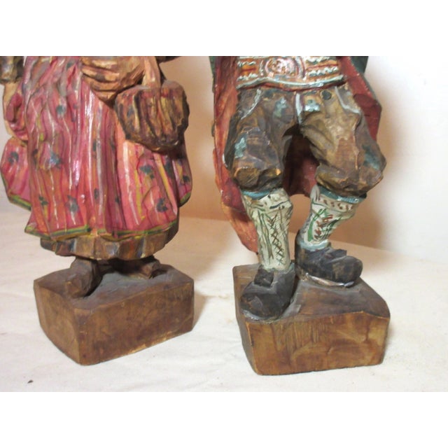1950s Pair Rare Museum Hand Carved Wood Carl Hallsthammar Folk Art Figural Sculpture For Sale - Image 9 of 12