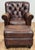 Traditional Vintage Bernhardt Tufted Leather Writers Chair With Ottoman For Sale - Image 3 of 18