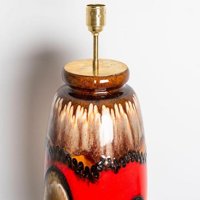 1970s Table Lamp in Fat Lava Brown and Red Ceramic, 1970 For Sale - Image 5 of 10