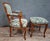 Set of Late 20th Century Cherry Wood Cabriolet Armchair and Ottoman For Sale - Image 4 of 8