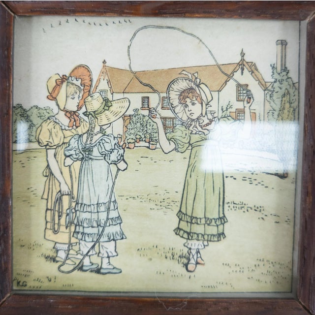 Mid 20th Century Kate Greenaway Prints in Oak Frames - Set of 3 For Sale In New York - Image 6 of 12