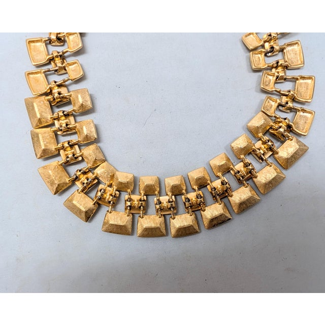 Vintage 1990 Signed Napier Goldtone Swarovski Crystals Wide Collar Necklace For Sale - Image 12 of 15