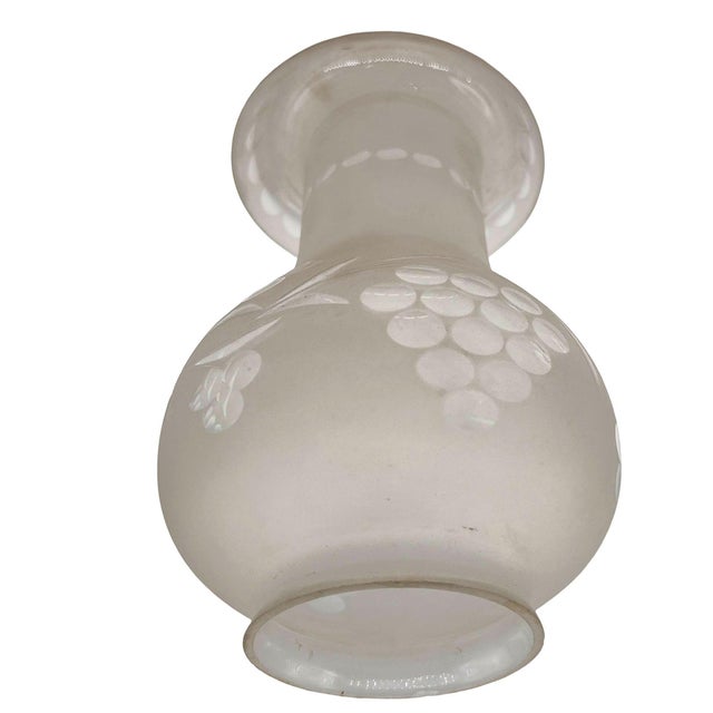 Late 19th Century Victorian Frosted Wheel Cut Glass Oil Lamp Fluted Hurricane Shade For Sale - Image 9 of 9