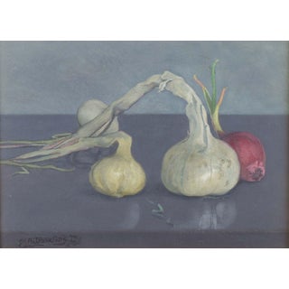 M. Arborelius, Still Life with Onions and Garlic, 1979, Oil on Panel For Sale