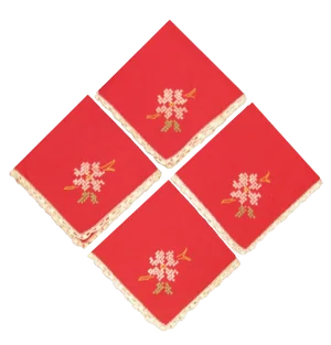 Last Call - Red Cross-Stitch Napkins, S/4